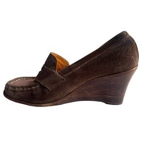 Michael Kors Brown Suede Wedge Penny Loafers Women’s 10M Brazil